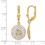 10K w/White Rhodium Polished Leverback Earrings