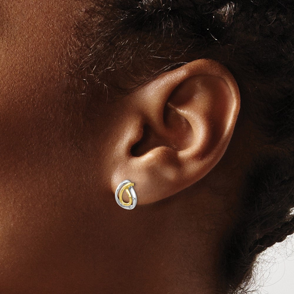 10K w/White Rhodium Polished Post Earrings