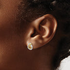 10K w/White Rhodium Polished Post Earrings
