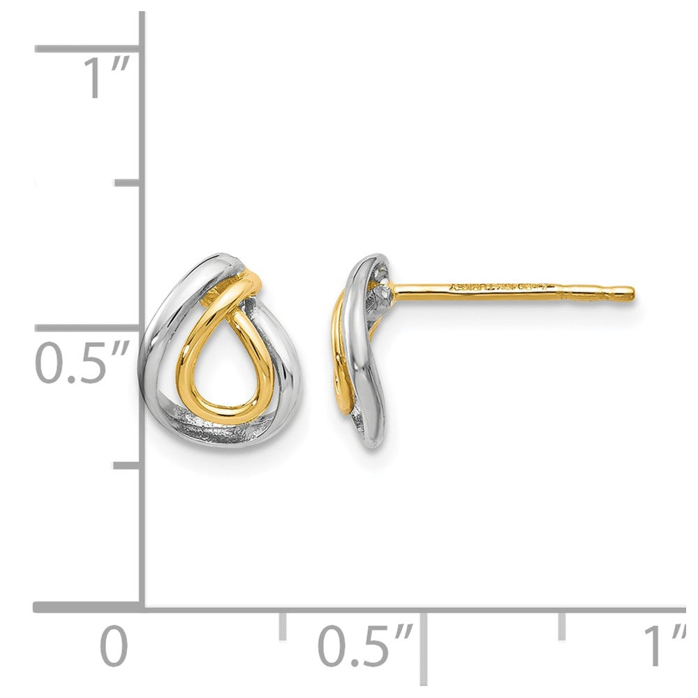 10K w/White Rhodium Polished Post Earrings