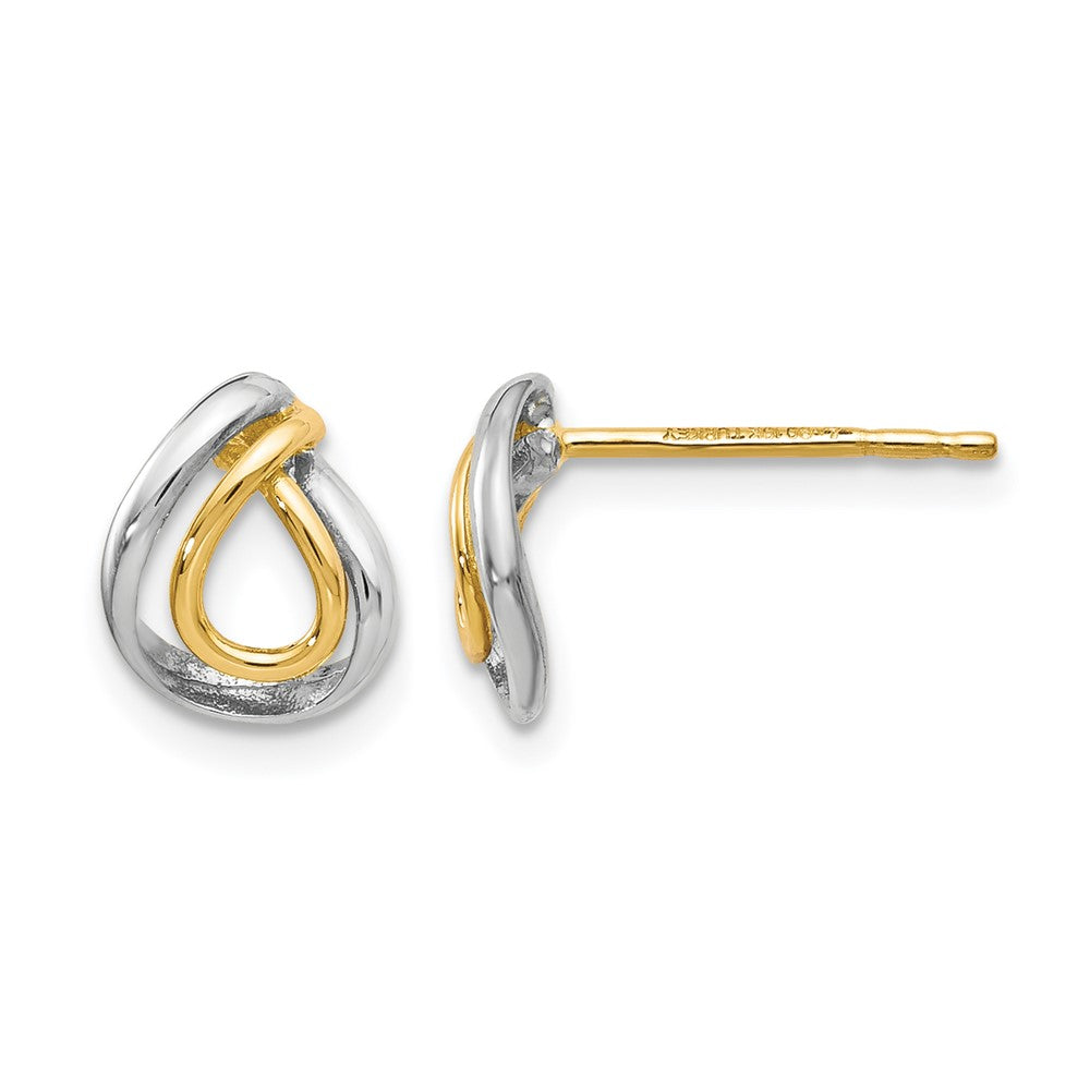 10K w/White Rhodium Polished Post Earrings
