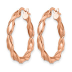 10K Rose Gold Polished Twisted Hoop Earrings