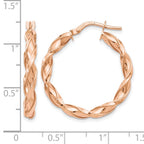 10K Rose Gold Polished Twisted Hoop Earrings