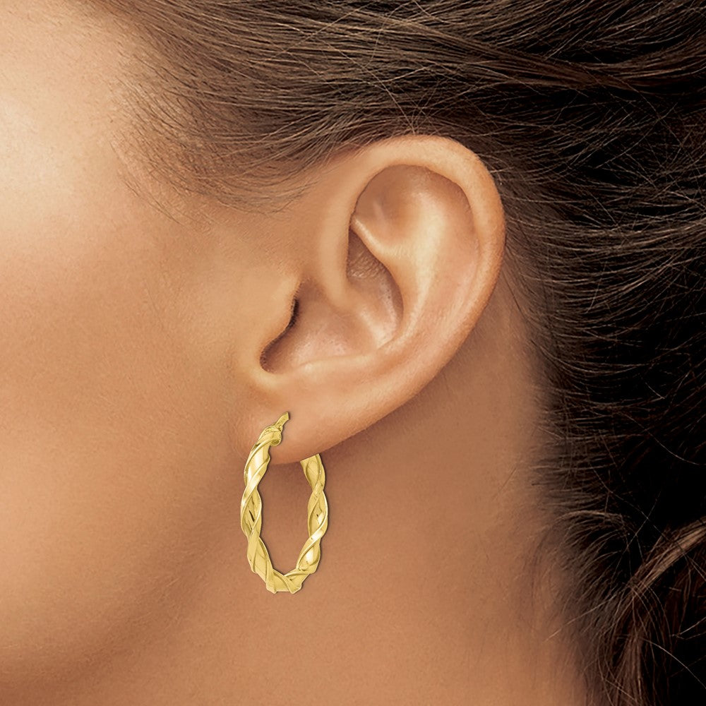 10K Polished Twisted Hoop Earrings
