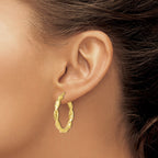 10K Polished Twisted Hoop Earrings