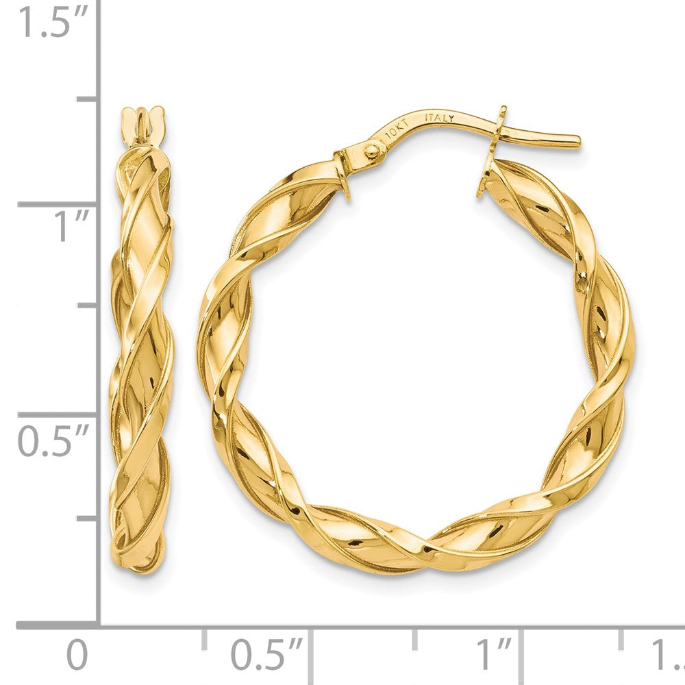 10K Polished Twisted Hoop Earrings