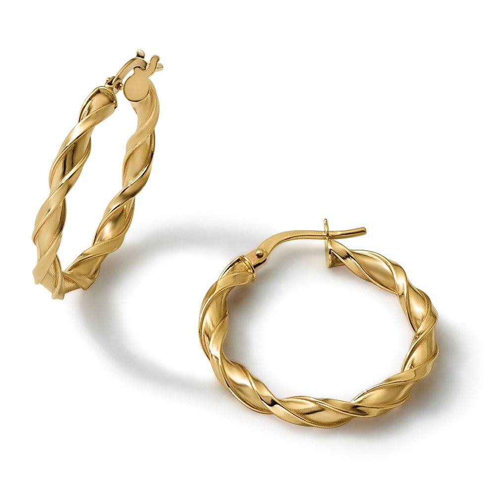 10K Polished Twisted Hoop Earrings