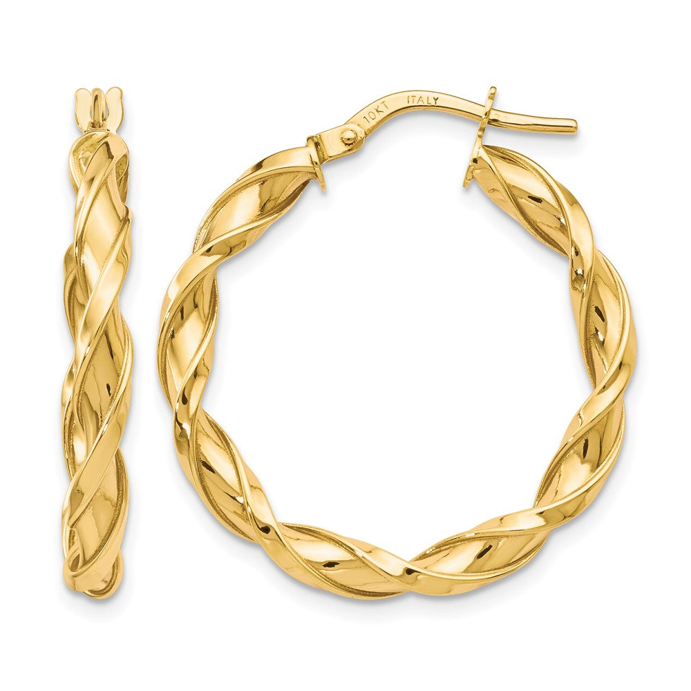 10K Polished Twisted Hoop Earrings