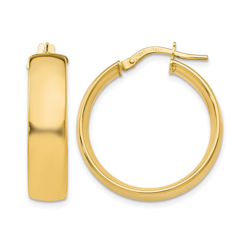 10K 6mm Polished Hoop Earrings