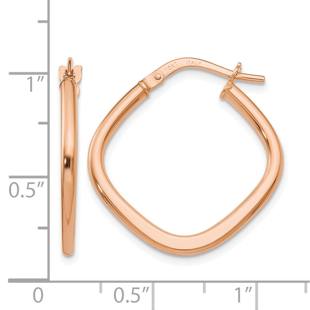 10K Rose Gold Polished Square Hoop Earrings
