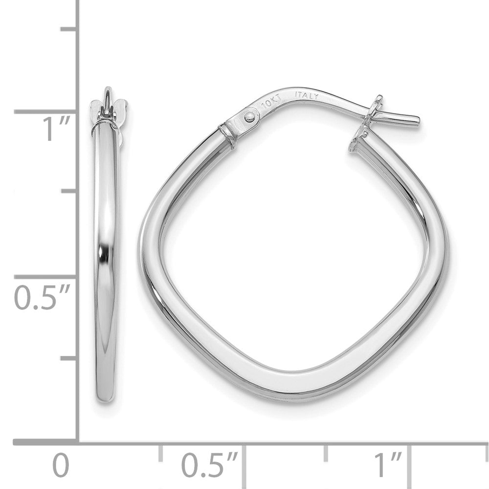 10K White Gold Polished Square Hoop Earrings