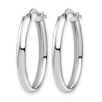 10K White Gold Polished Oval Hoop Earrings