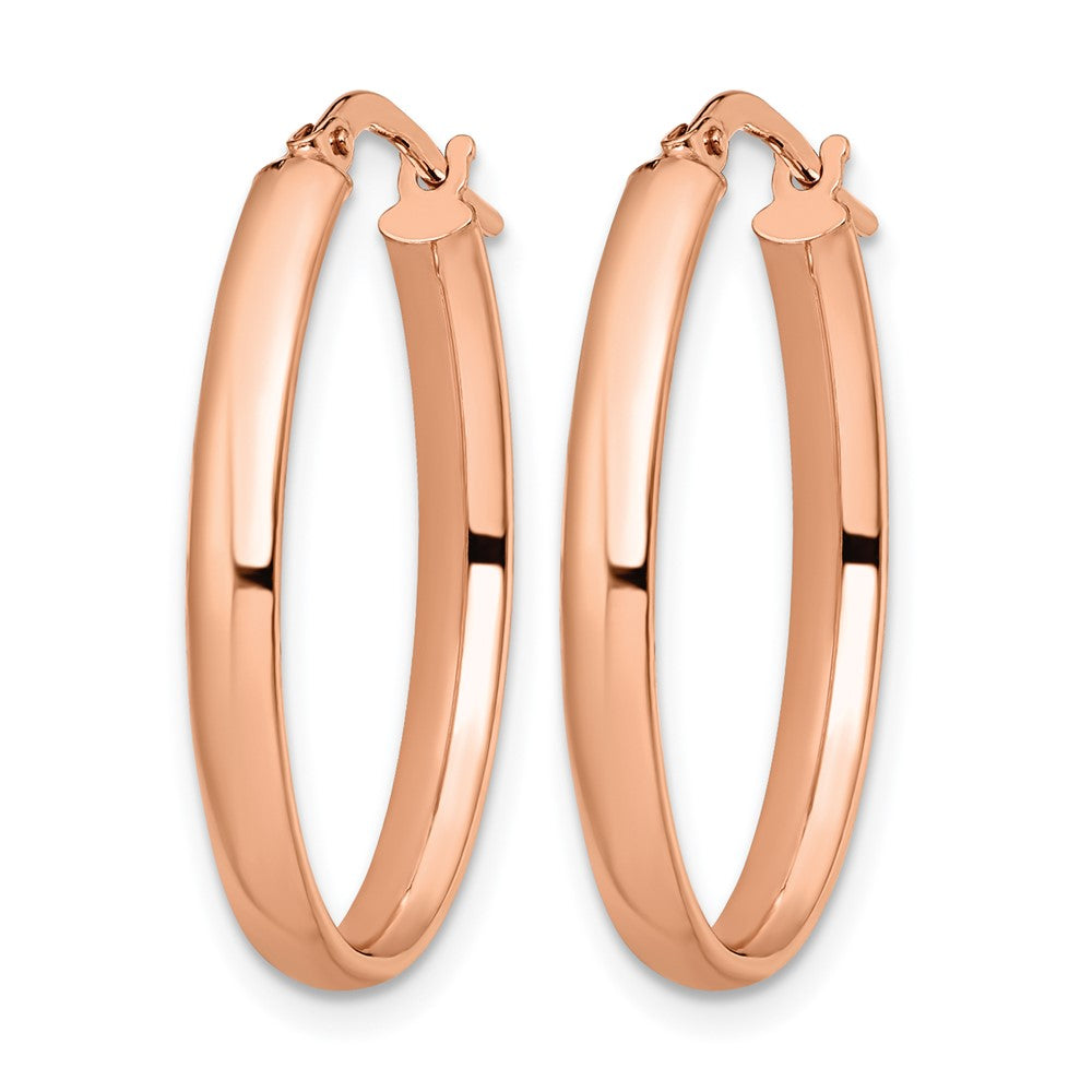 10K Rose Gold Polished Oval Hoop Earrings