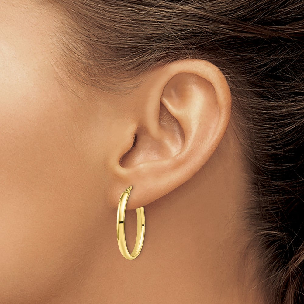 10K Polished Oval Hoop Earrings