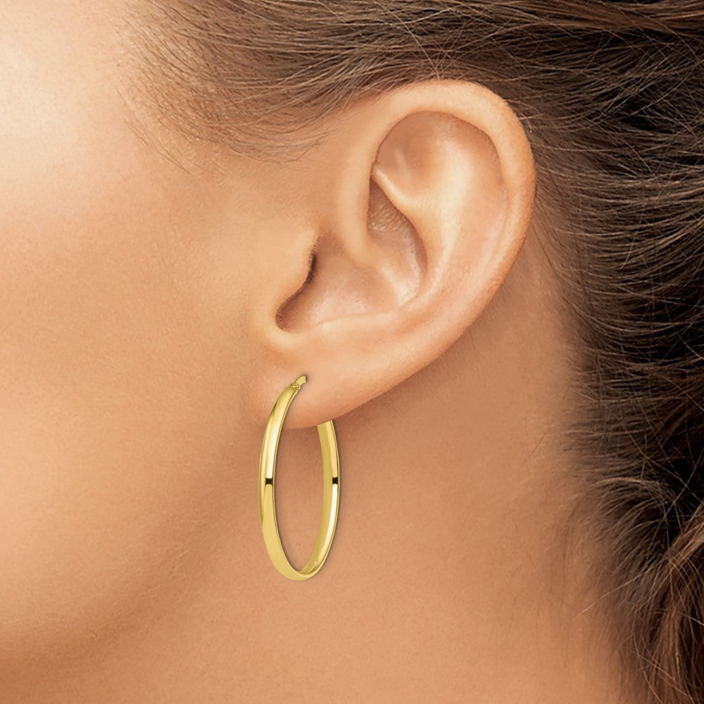 10K Polished Oval Hoop Earrings