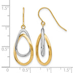 10K Two-tone Polished Shepherd Hook Dangle Earrings