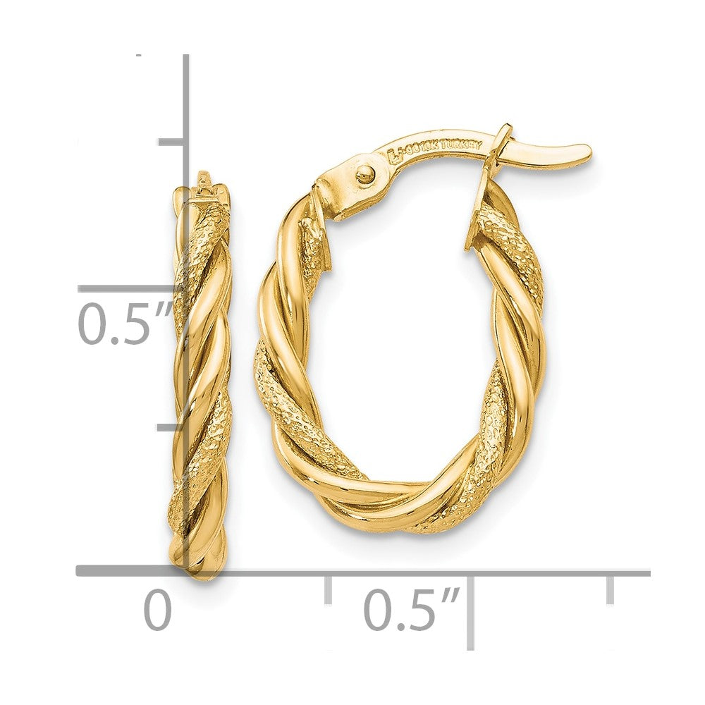 10K Polished and Textured Gold Earrings