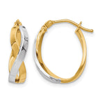 10K w/Rhodium Polished Twisted Hoop Earrings