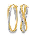 10K w/Rhodium Polished Twisted Hoop Earrings