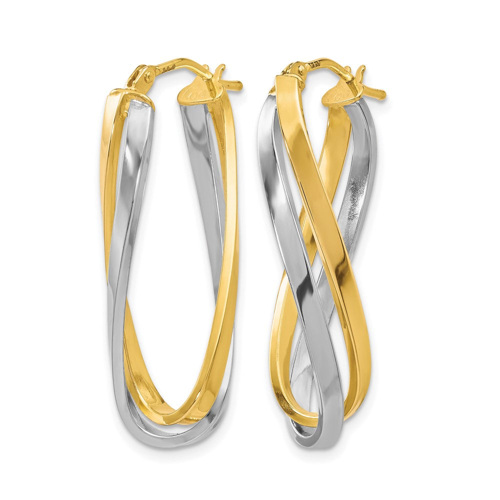 10K w/Rhodium Polished Twisted Hoop Earrings