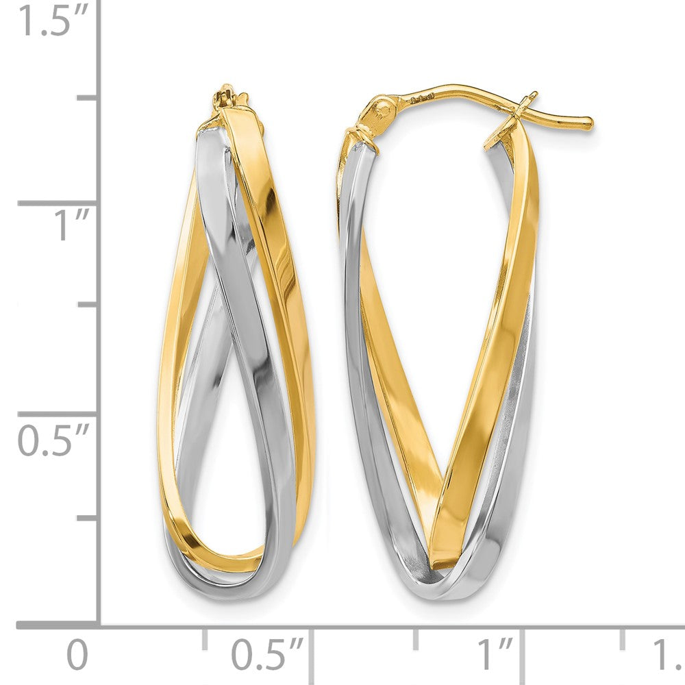 10K w/Rhodium Polished Twisted Hoop Earrings