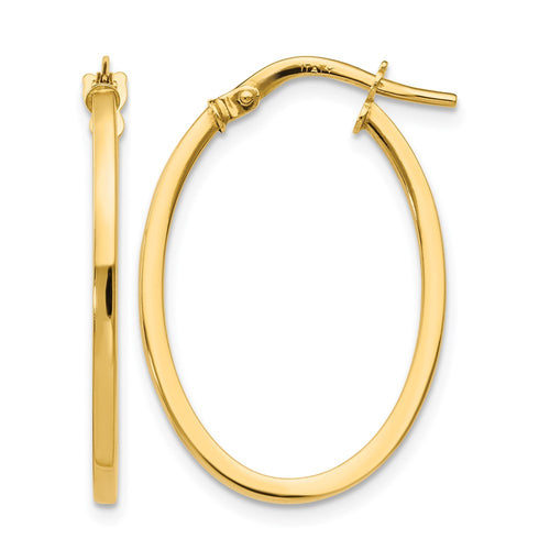 10K Polished Oval Hoop Earrings
