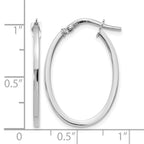 10K White Gold Polished Oval Hoop Earrings