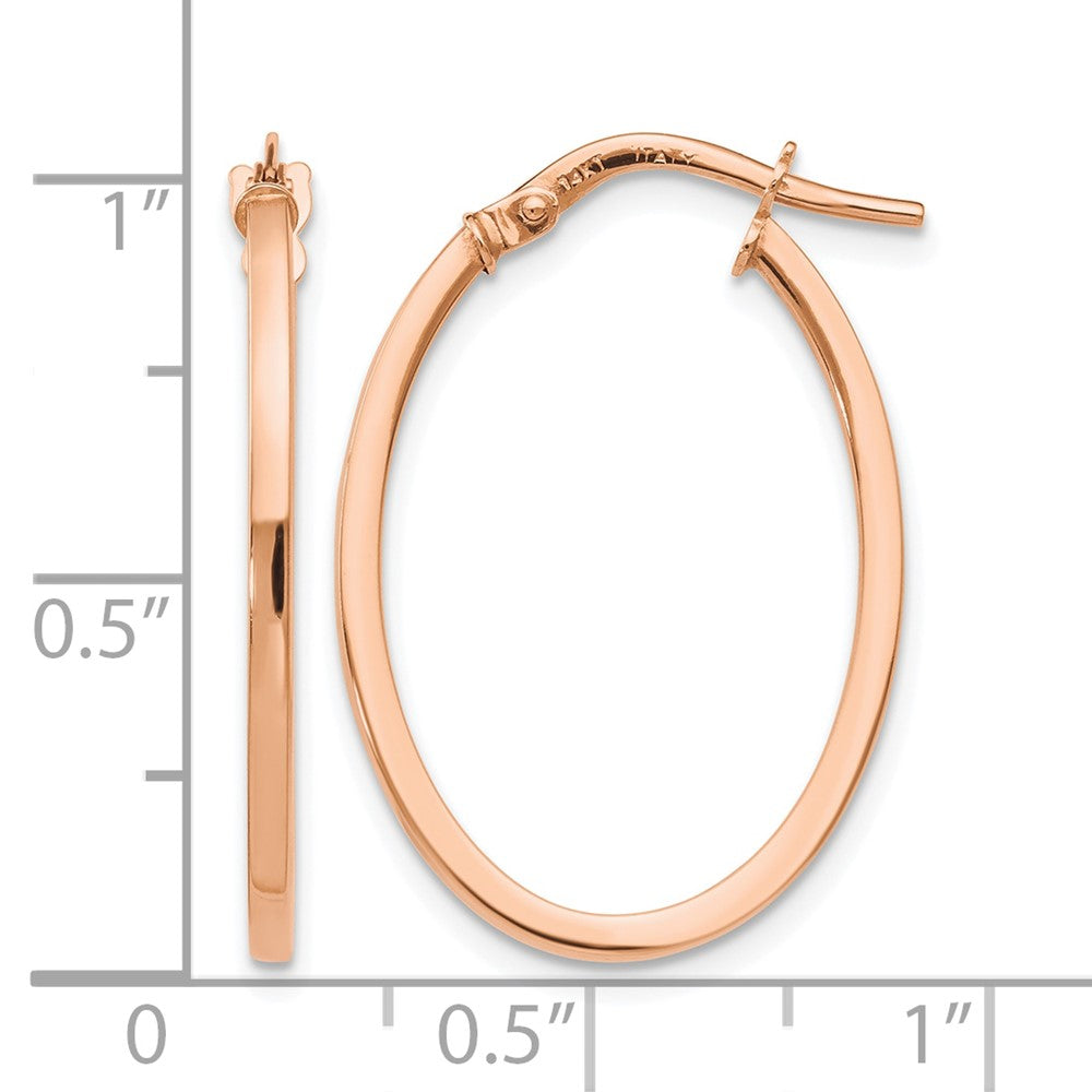 10K Rose Gold Polished Oval Hoop Earrings