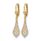 10K w/Rhodium Fancy Leverback Earrings
