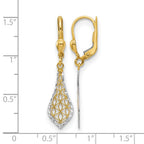 10K w/Rhodium Fancy Leverback Earrings