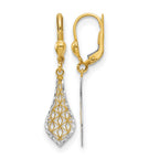 10K w/Rhodium Fancy Leverback Earrings