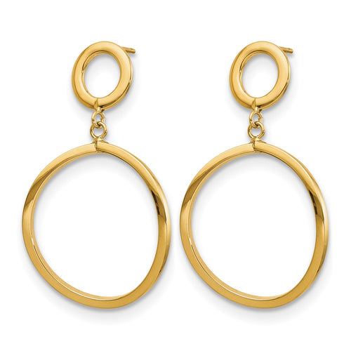 10K Polished Round Post Dangle Earrings