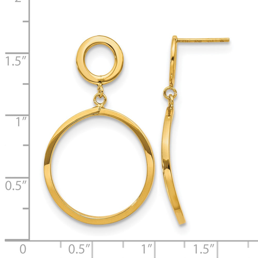 10K Polished Round Post Dangle Earrings