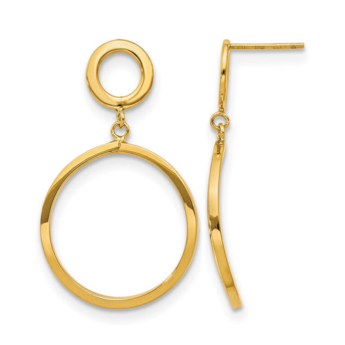 10K Polished Round Post Dangle Earrings