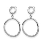 10K with White Rhodium Plating Polished Round Post Dangle Earrings