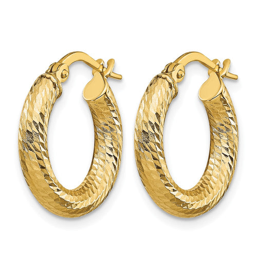 10K 3x17 D/C Round Hoop Earrings