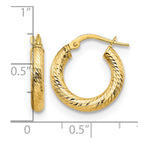 10K 3x17 D/C Round Hoop Earrings