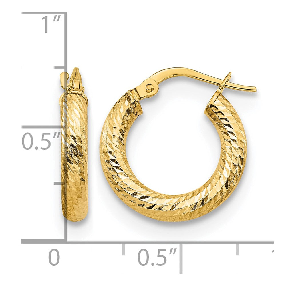 10K 3x17 D/C Round Hoop Earrings