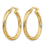10K 3x25 D/C Round Hoop Earrings