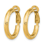 10K 3x15 D/C Round Omega Back Hoop Earrings