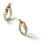 10K with Rhodium Polished Hoop Earrings