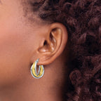 10K with Rhodium Polished Hoop Earrings