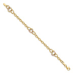 10K Tri-color Polished and Textured Fancy Link Bracelet