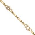 10K Tri-color Polished and Textured Fancy Link Bracelet