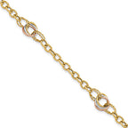 10K Tri-color Polished and Textured Fancy Link Bracelet