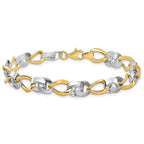 10K Two-tone Polished and D/C Link Bracelet