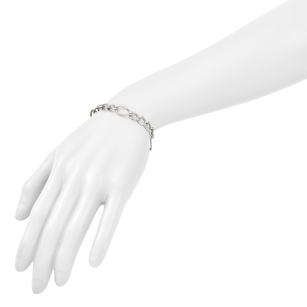 10K White Gold Polished Link Bracelet
