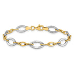 10K Two-tone Polished and Textured Link Bracelet