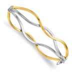 10K w/ White Rhodium Polished Twisted Bangle Bracelet