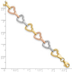 10K Tri-color Heart Bracelet